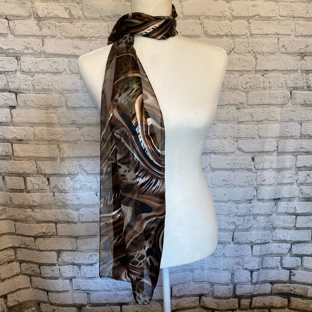 NWOT, Perry Ellis, Brown and Black Polyester Scarf